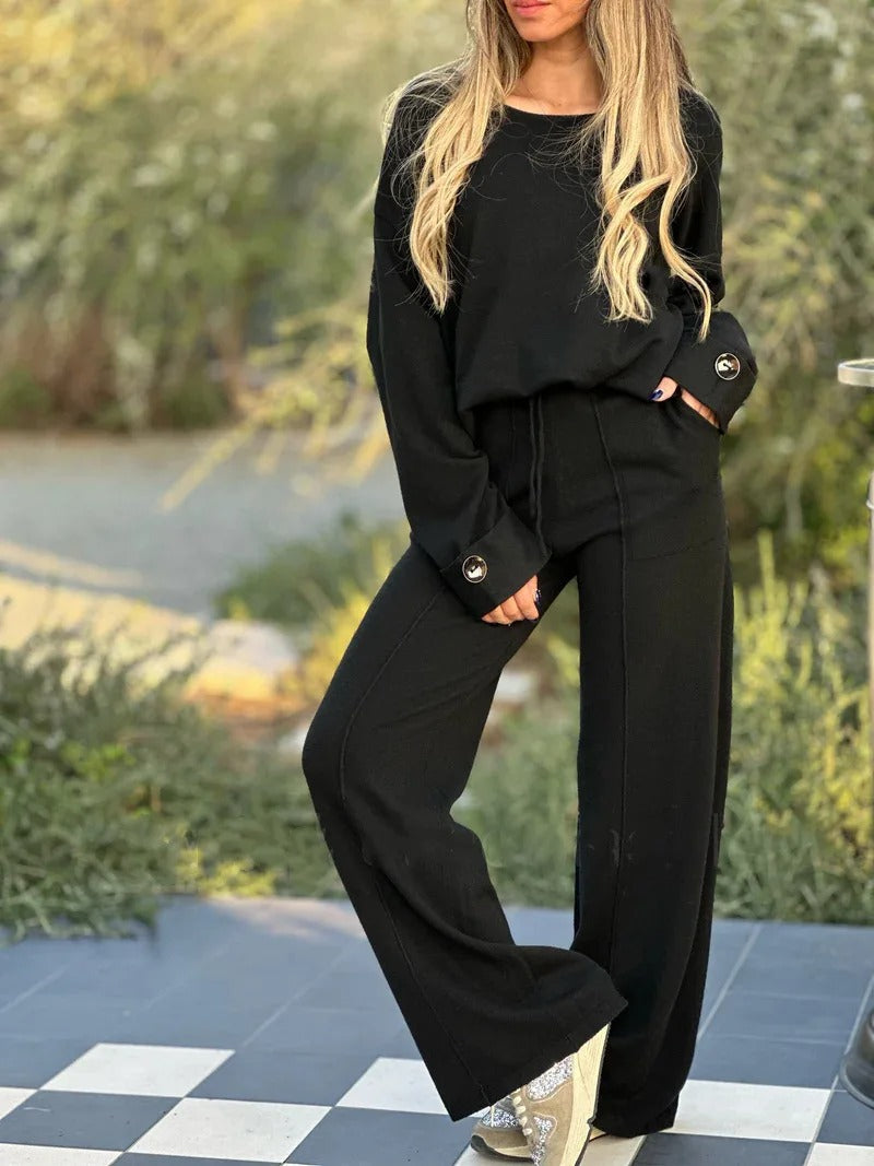 Lorraine - Long sleeve top and wide leg pants