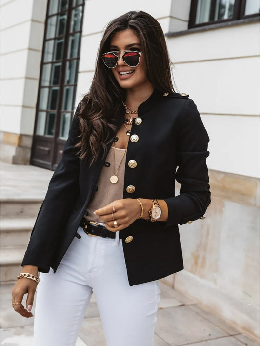 Martha - Elegant O-neck blazer jacket with long sleeves