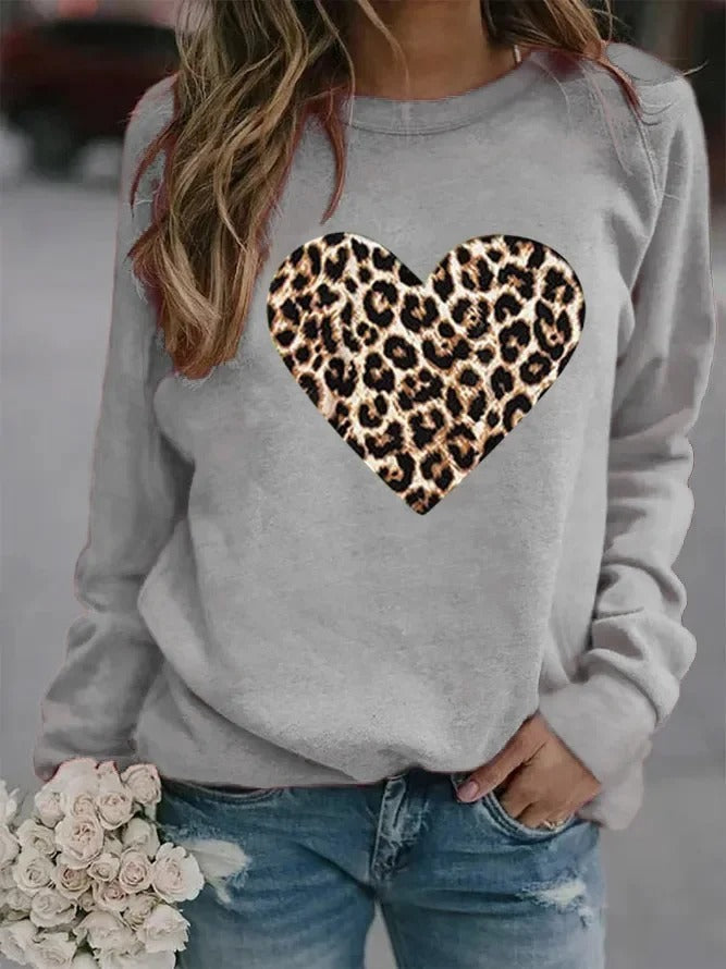 Jean - Women's round neck sweater with animal motifs