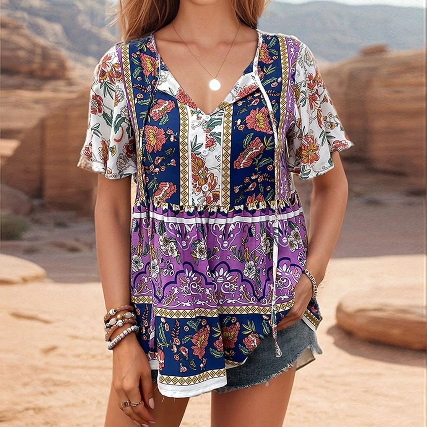 Anastasia - Boho bloemenblouse