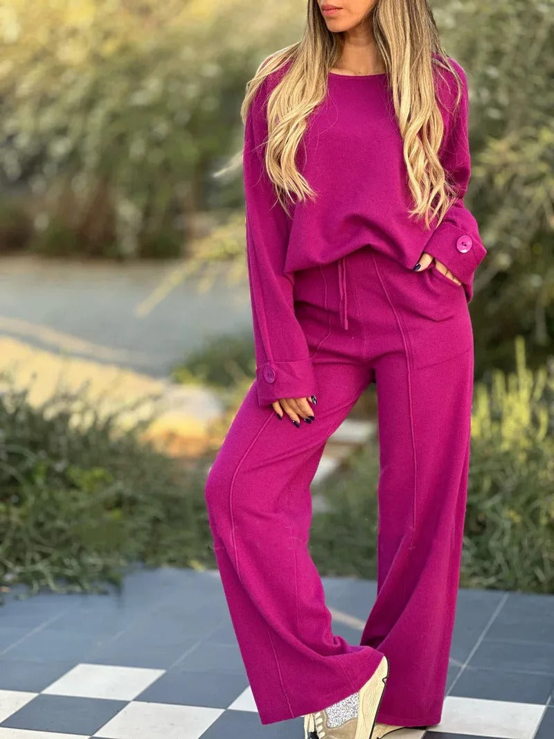 Lorraine - Long sleeve top and wide leg pants