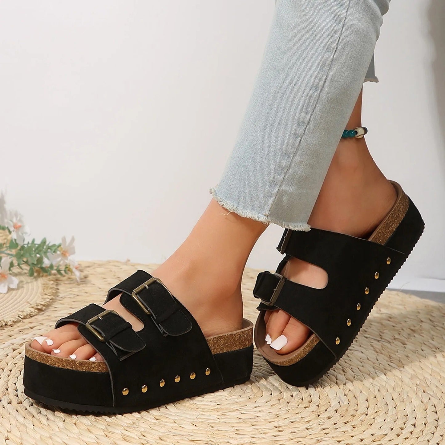 Leona - Double Strap Buckle Sandals