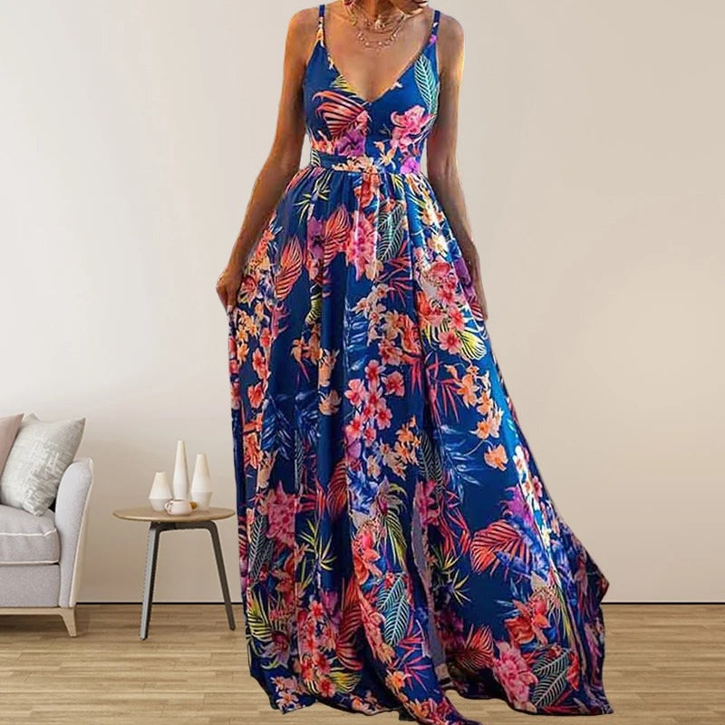 Flora - Printed dress with V-neckline