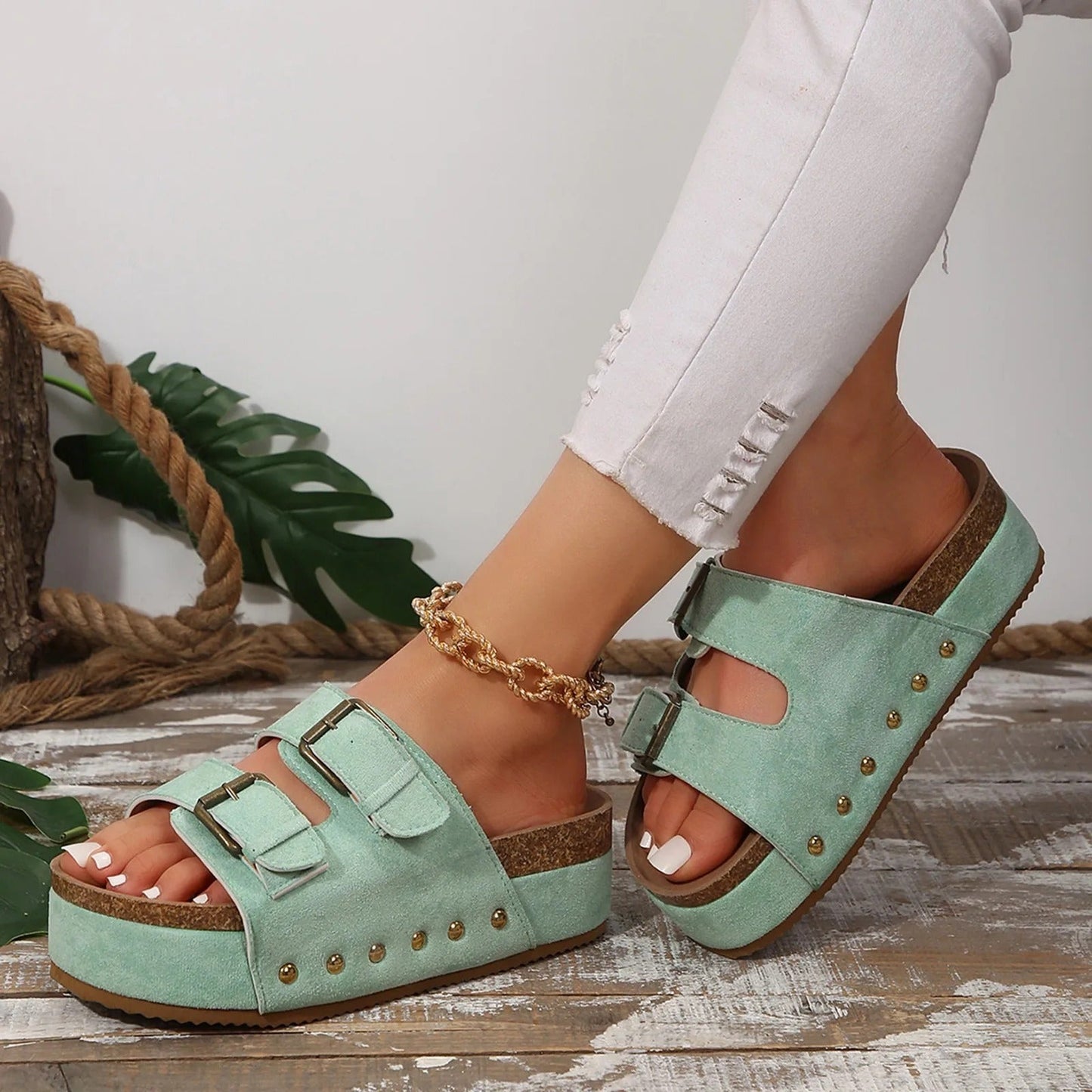 Leona - Double Strap Buckle Sandals