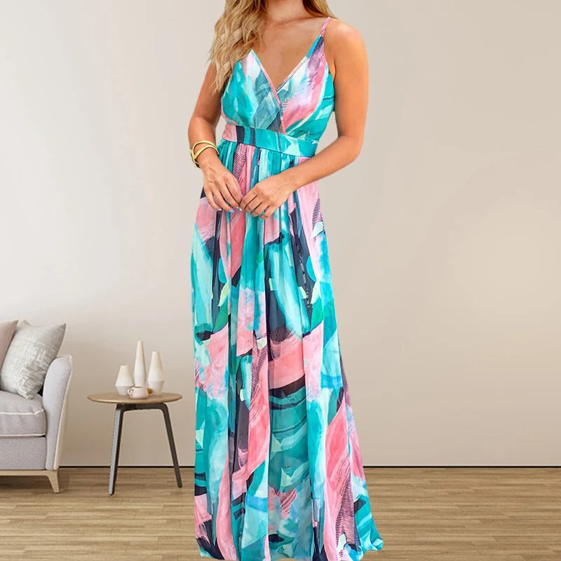 Ada - Robe longue à imprimé multicolore