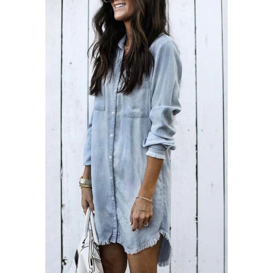 Robe en jean - Style chemise - Denim classique, silhouette flatteuse - Parfait pour toutes les occasions