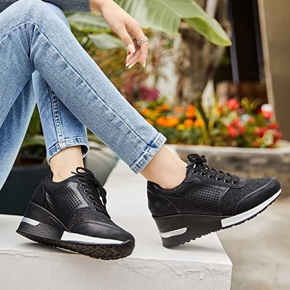 Amelia - High heel orthopedic sneakers with wedge heel