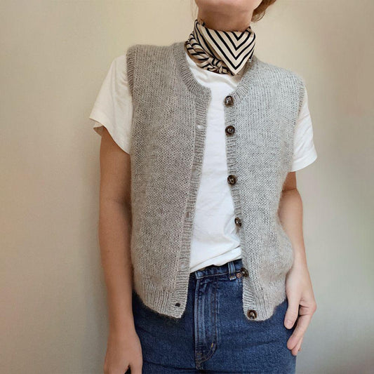 Helena - Light slate gray solid color sleeveless sweater vest