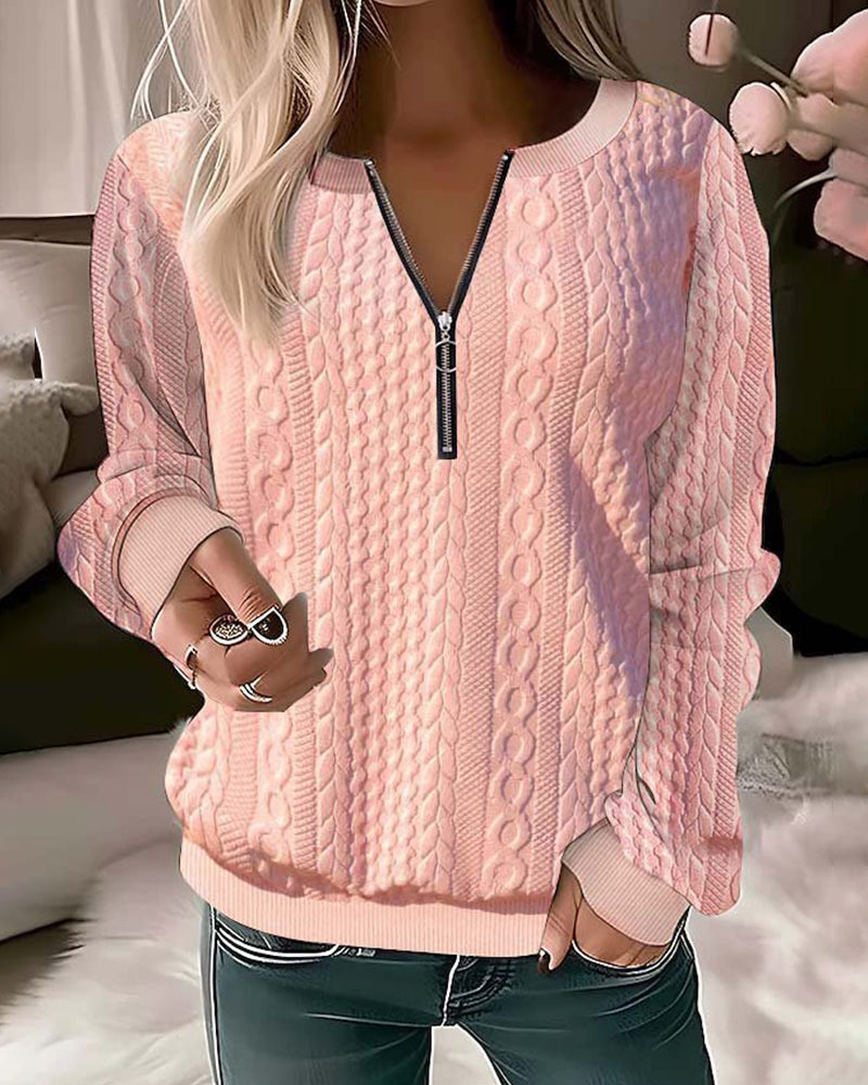 Annette - Plain sweater with zipper