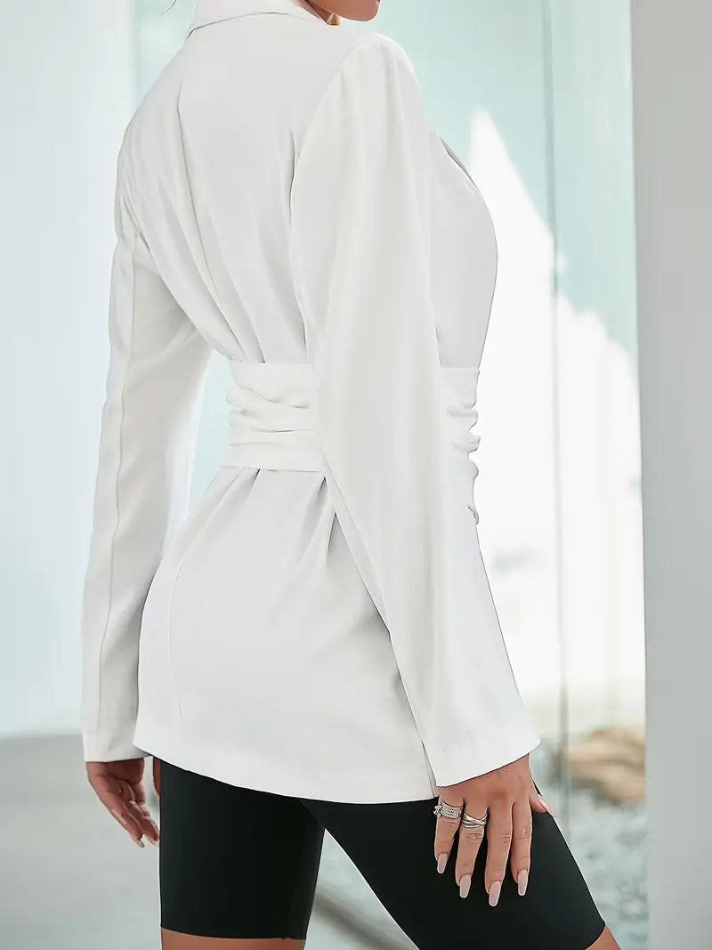 Cornelia - Elegant white pleated blazer