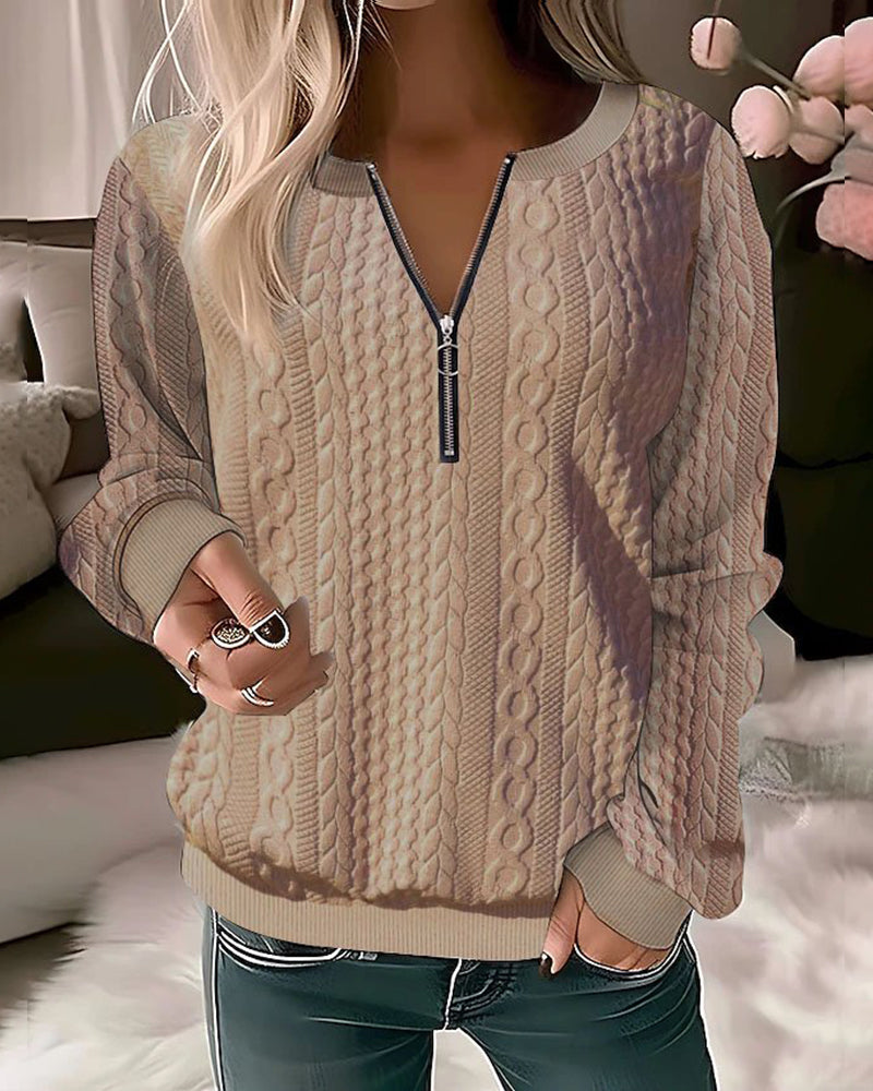 Annette - Plain sweater with zipper