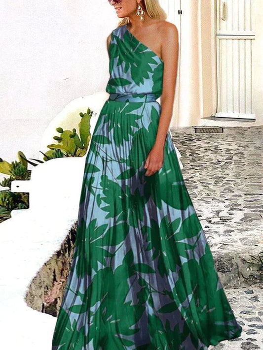 Donna - Printed One Shoulder Maxi Dress