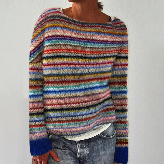 Lanna - Elegant striped sweater with long sleeves