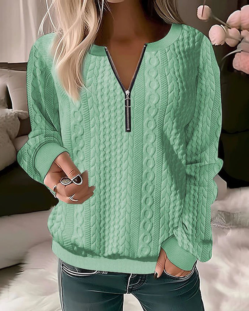 Annette - Plain sweater with zipper