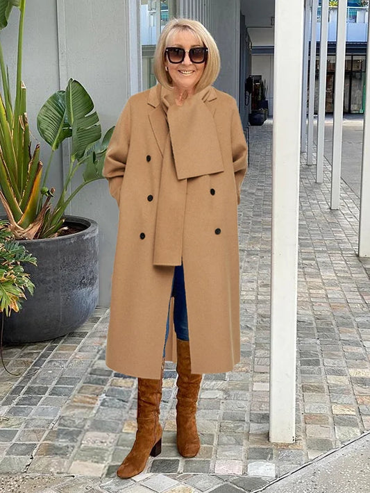 Yula - Manteau long d'hiver avec écharpe oversize