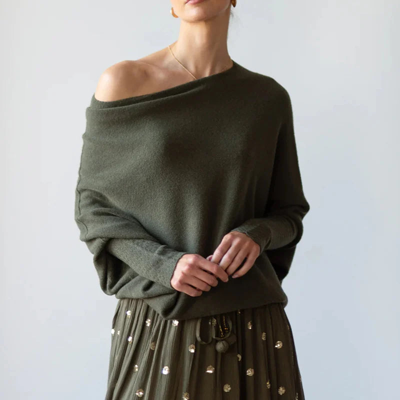 Lydia - Asymmetric Draped Sweater