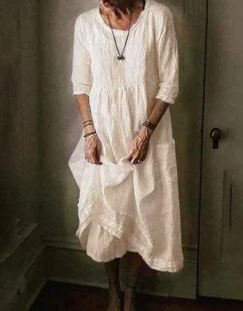 Carmine - Robe oversize en coton et lin pour femme