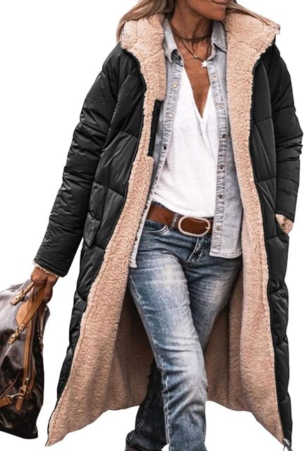 Chloé - Manteau d'hiver long doublé réversible