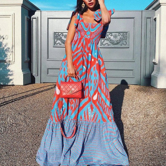 Florence - Sleeveless long dress with print