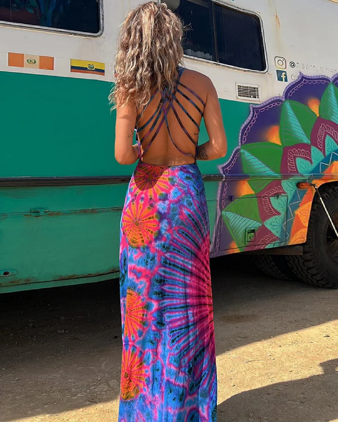 Layiah - Maxi dress with lace and Tie-Dye print