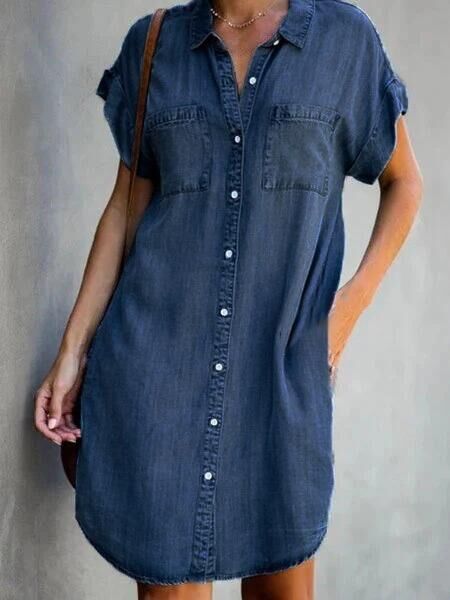 Elikah - Robe midi en denim uni