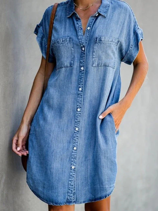 Elikah - Midi dress in plain denim