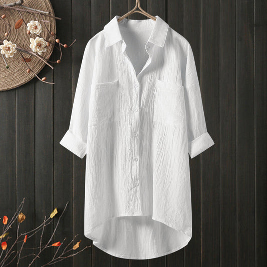 Jennifer - Plain women's top made of cotton and linen in a casual style