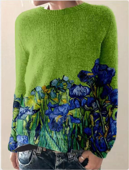 Sofia - Knitted women's sweater with 3D flower print