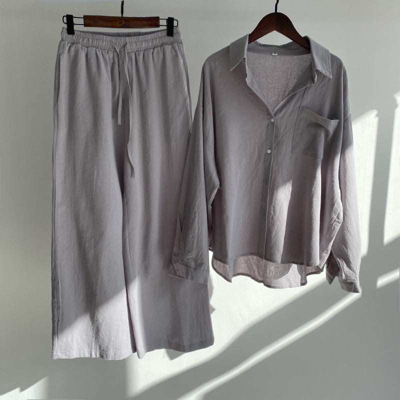 Andrada - Chemise et pantalon taille haute en coton et lin