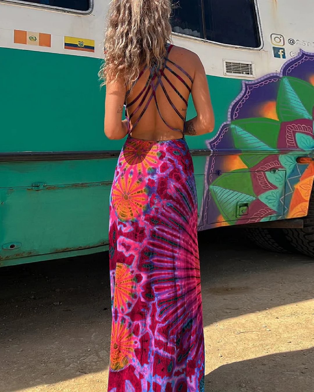 Layiah - Maxi dress with lace and Tie-Dye print