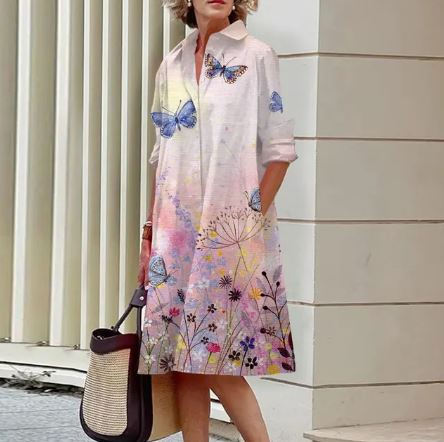 Jandy - Robe élégante à motif floral froissé