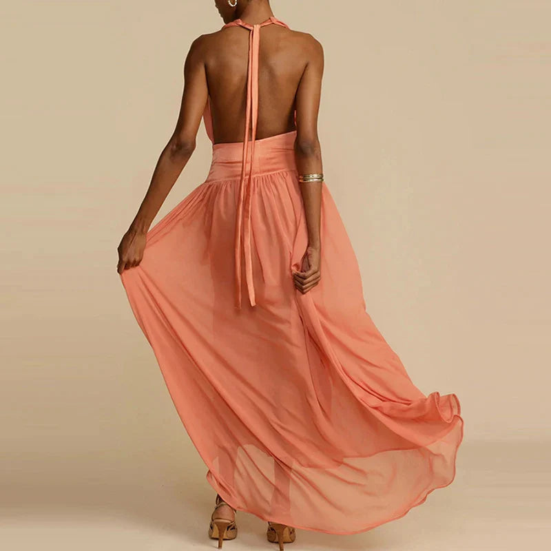 Niamh - Deep V-Neckline Maxi Dress