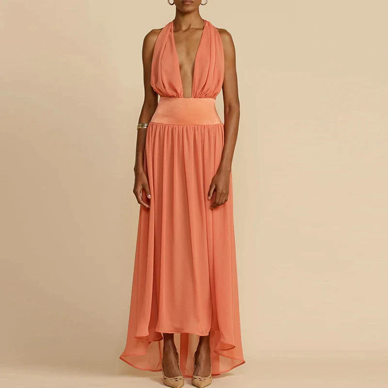 Niamh - Deep V-Neckline Maxi Dress