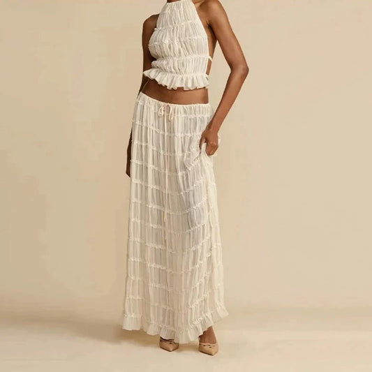 Lenora - Stylish set consisting of a backless top and maxi skirt