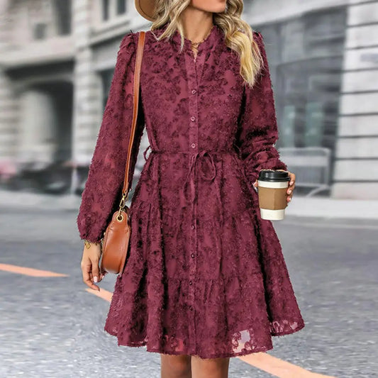 Georgina - Elegant A-line Lace Midi Dress