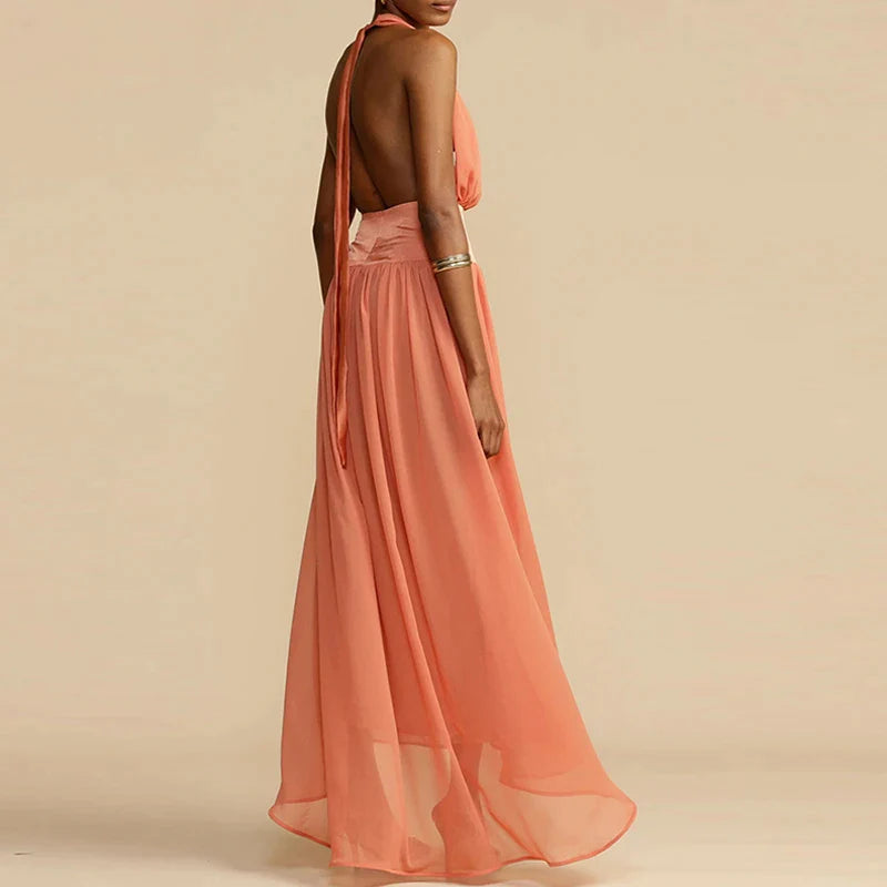 Niamh - Deep V-Neckline Maxi Dress