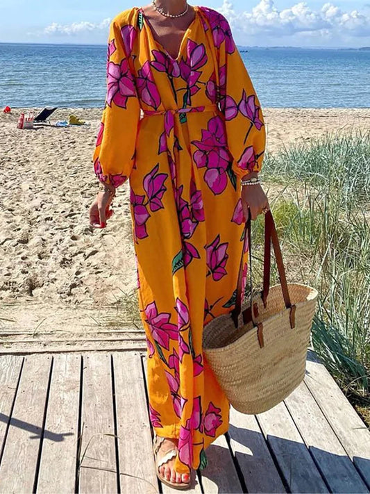 Celeste - Printed Long Sleeve Maxi Dress