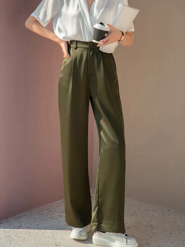 Selah - Pantalon femme en satin de soie