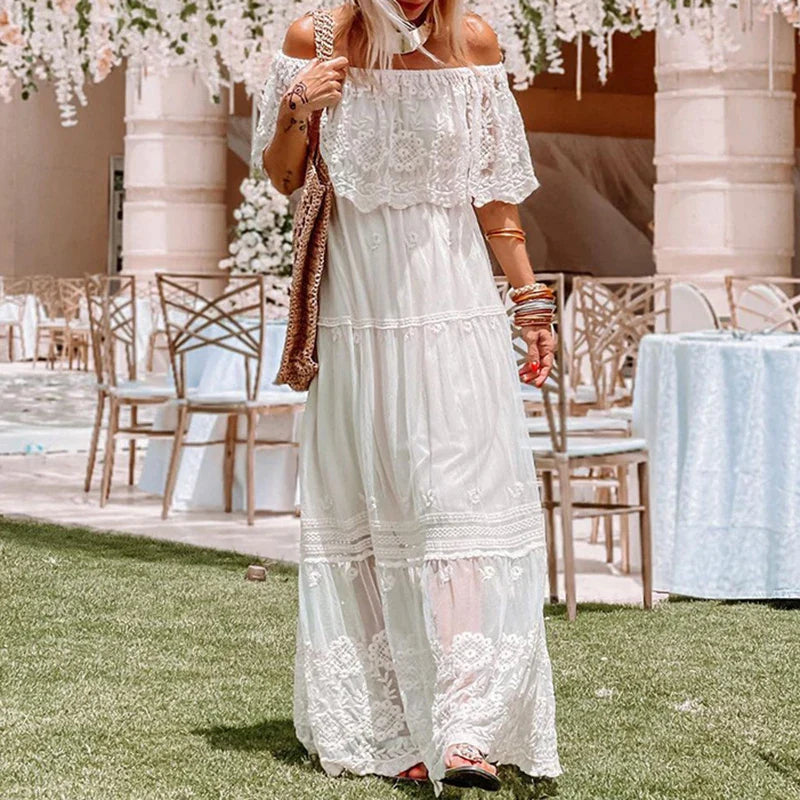 Belle -Boho dress in embroidered lace