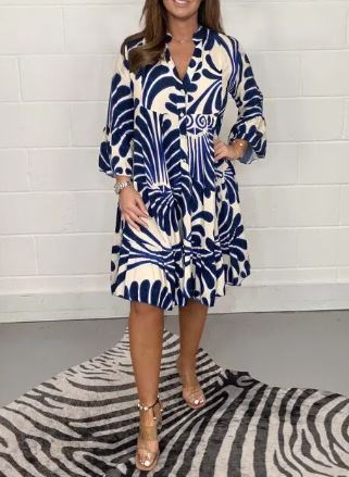 Susanna - Printed midi dress with flared sleeves