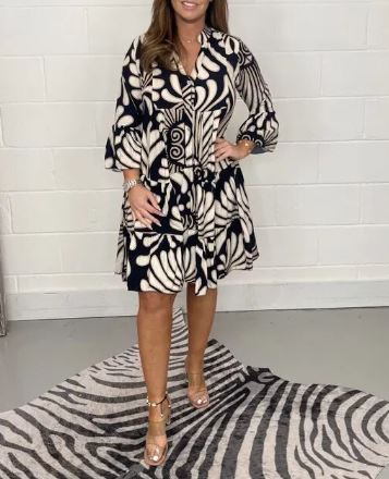 Susanna - Printed midi dress with flared sleeves