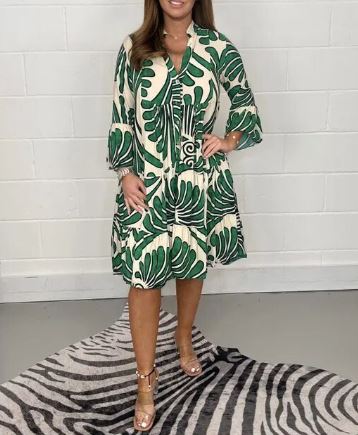 Susanna - Printed midi dress with flared sleeves