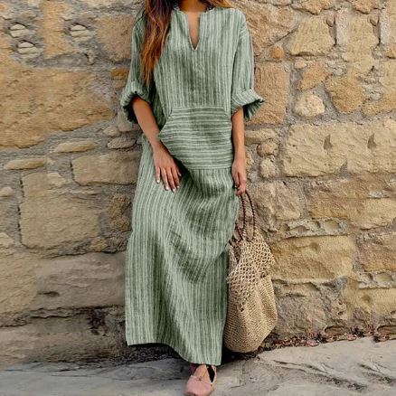 Stella - Cotton and linen striped dress