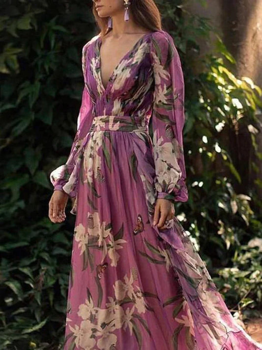 Calista - Robe longue à imprimé floral