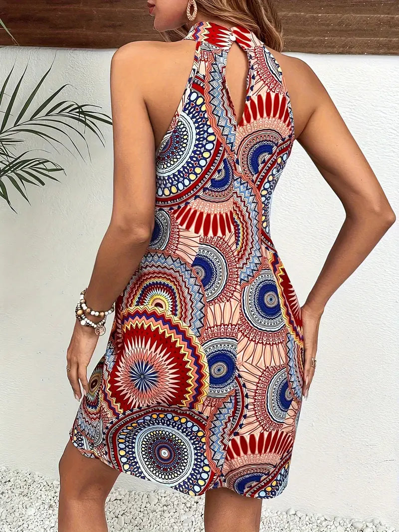 Eliza - Printed Halterneck Dress