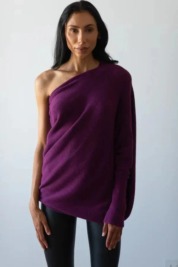 Lydia - Asymmetric Draped Sweater