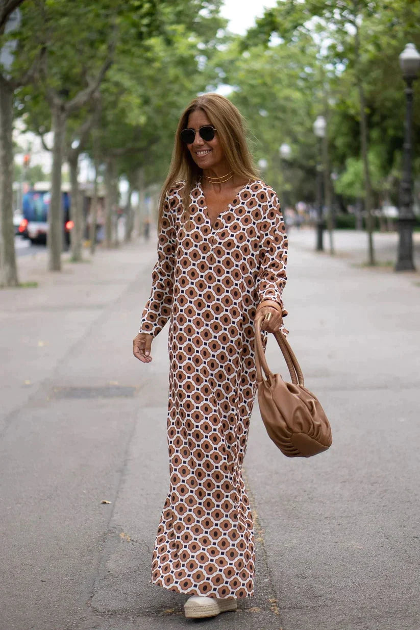 Amber - Robe tendance à motifs marron