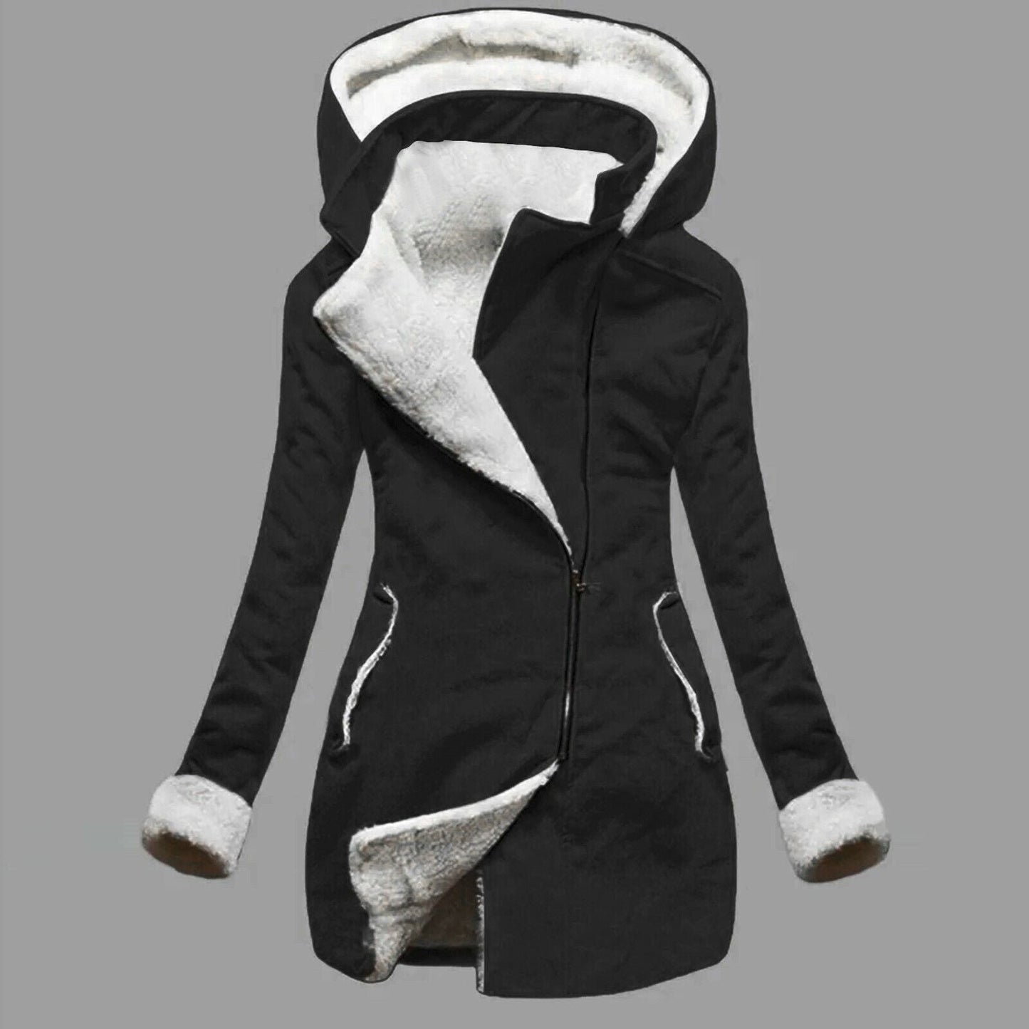 Bridget - Women's Smooth Hooded Jacket with Side Zips